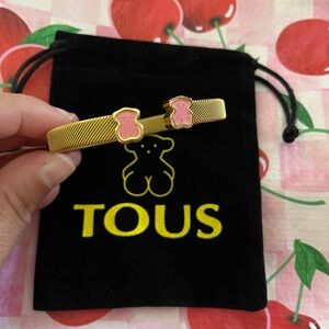 Gold Bracelet with Pink Bear Accents